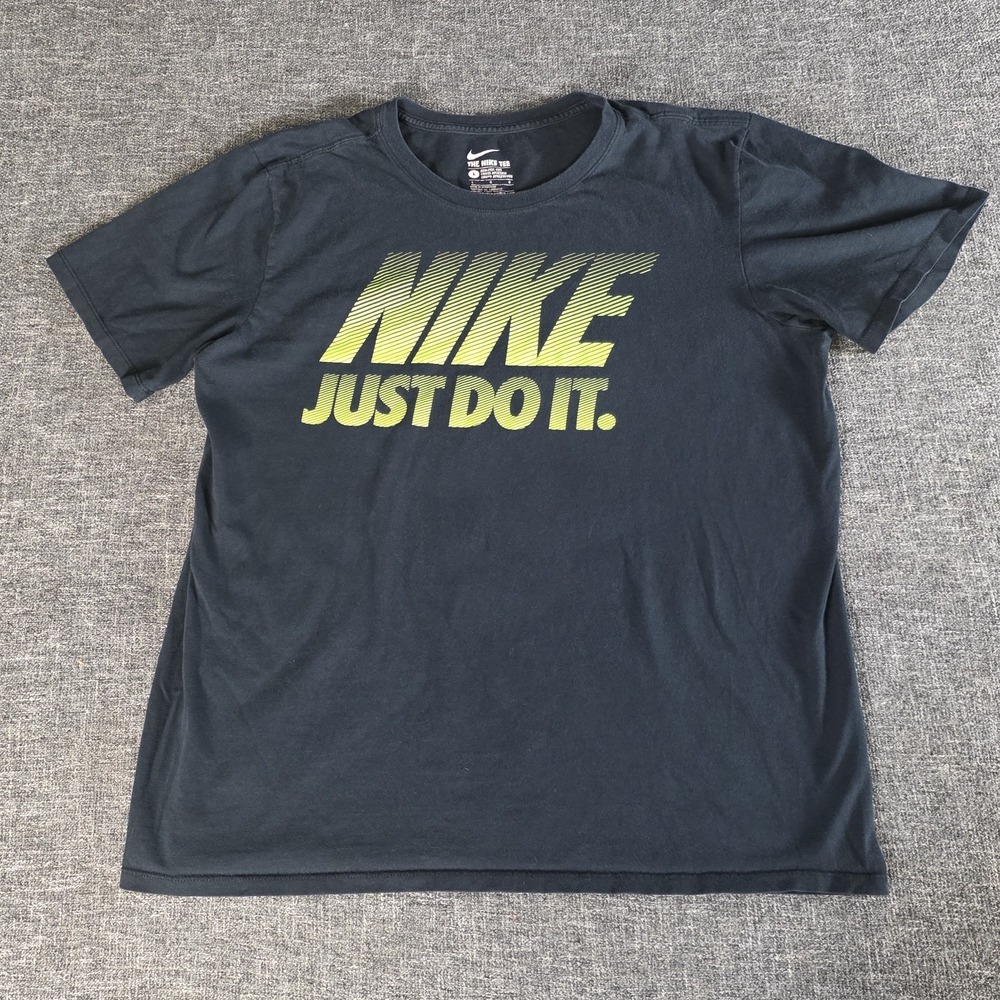 Nike Just Do It Graphic T-shirt Black Green Logo Size Large